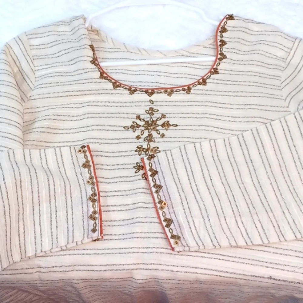 Natural‎ Cotten Hand Crafted  Dress / Tunic  L Brand New - Picture 4 of 5
